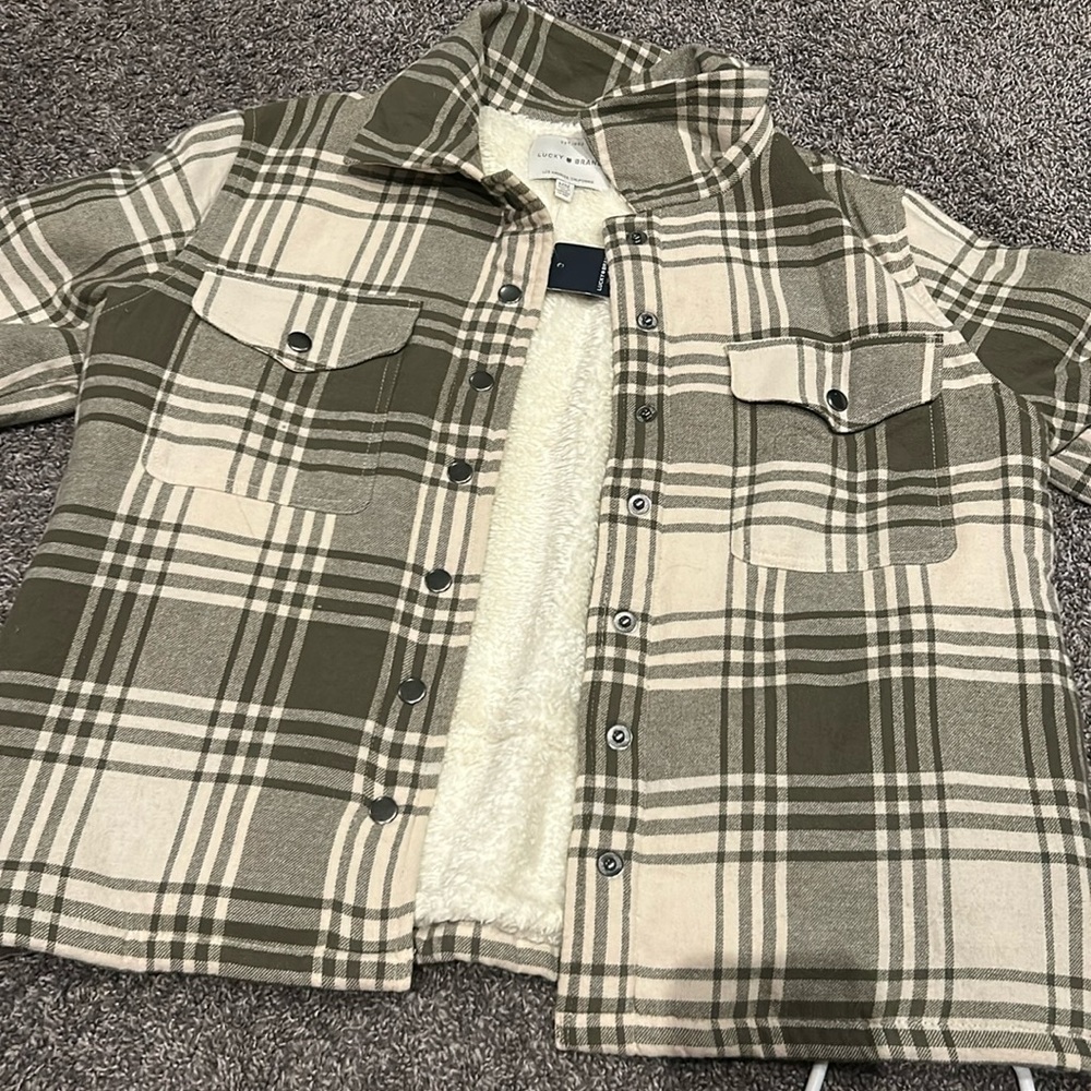 LUCKY BRAND green button up flannel